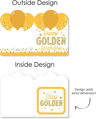 Vista 5 de Big Dot of Happiness Golden Birthday – Tarjeta de felicitación gigante de feliz cumpleaños – Tarjeta jumborifica de forma grande – 16.5 x 22 pulgadas
