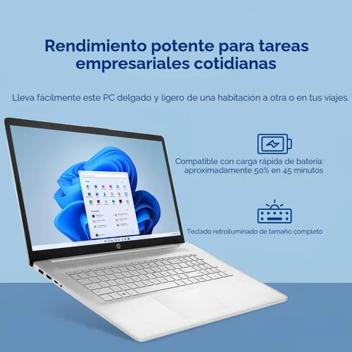 Vista 7 de HP Essential 17t Business Laptop con pantalla táctil HD+ de 17.3 pulgadas, Intel Core i7-1355U (> R5 7430U), procesador de nivel de alto