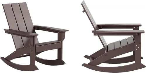Vista 32 de HDPE Laguna Silla mecedora Adirondack de polietileno para exteriores (juego de 2), color negro