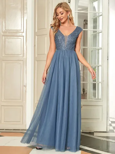 Vista 3 de Ever-Pretty Vestidos de noche largos de retazos de lentejuelas para mujer 0983
