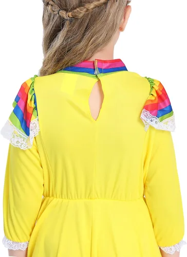 Vista 4 de BEDJIMI Vestido de fiesta mexicano del Cinco de Mayo para niñas, disfraz de estilo nacional mexicano para fiestas, eventos y celebraciones festivas