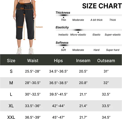 Vista 8 de ChinFun Pantalones capri de senderismo para mujer, de secado rápido, resistentes al agua, UPF 50+