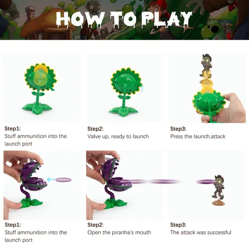 Vista 5 de Maikerry Juego de 7 figuras de PVZ con diseño de plantas, gran cumpleaños, Navidad, para niños y niñas, con mapa de campo de batalla