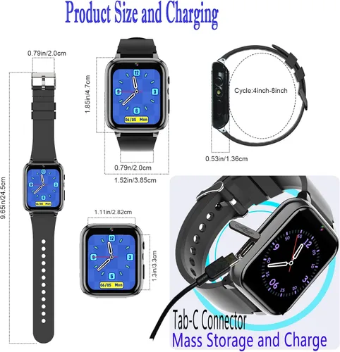 Vista 9 de Reloj inteligente para niños, reloj inteligente para niñas y niños con 26 juegos, grabadora de video y reproductor, calendario podómetro, linterna