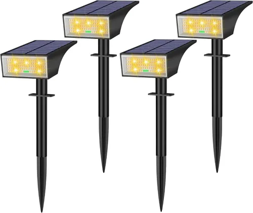 Vista 16 de Focos solares para exteriores con indicador de nivel de batería de 4 LED 2-Blanco fresco