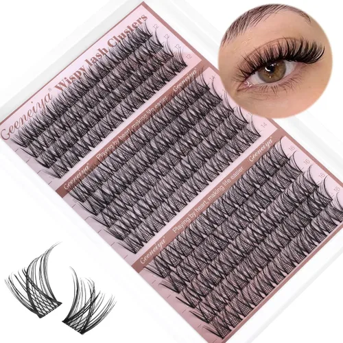 Vista 21 de Extensiones de pestañas en racimo con banda transparente, pestañas cortas y onduladas C, extensiones de pestañas naturales en racimo, pestañas