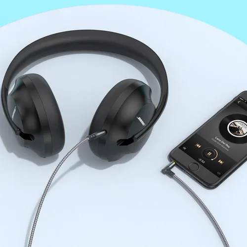 Vista 6 de Cable de audio auxiliar de 3.5mm a 2.5mm (2m), cable de 90 grados a la derecha compatible con auriculares Bose 700 QuietComfort QC45 QC35II QC35