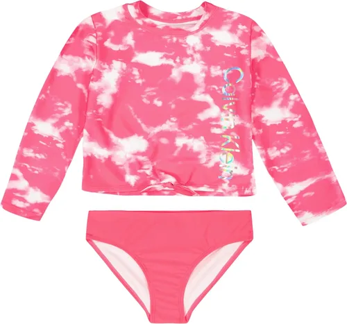 Vista 6 de Calvin Klein Conjunto de traje de baño de dos piezas con protección solar UPF 50+ para niñas Atomizador Ombre