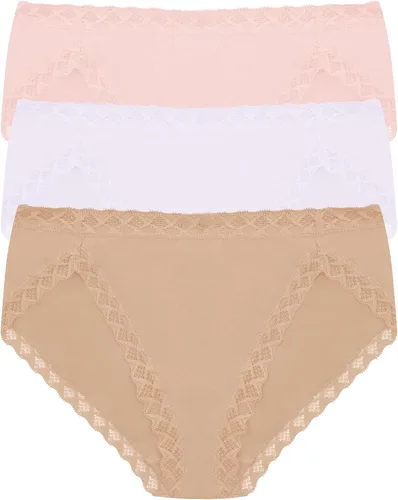 Vista 5 de Natori Paquete de 3 calzoncillos de corte francés Pima Bliss para mujer Negro/Café/Blanco
