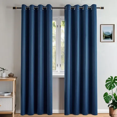Vista 44 de Cortinas opacas para sala de estar, cortinas 100% opacas de 90 pulgadas de largo, juego de 2 paneles de 2 paneles, con aislamiento térmico, pestaña