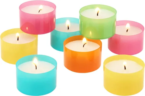 Vista 5 de Stonebriar - Juego de 48 velas de té multicolor sin perfume con tiempo de combustión de 6 a 7 horas