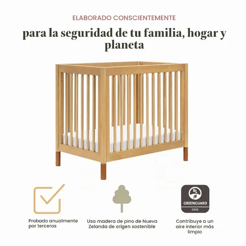 Vista 5 de Babyletto Gelato - Mini cuna 4 en 1, miel con pies de cuero vegano 2-Miel con Pies de Cuero Bronceado Veg