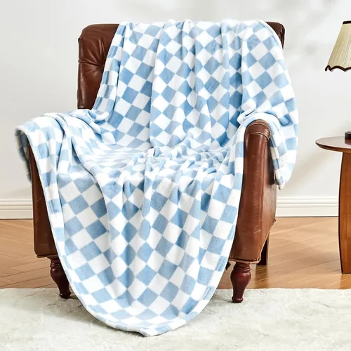 Vista 19 de Edenleaf - Manta de forro polar a cuadros negros para sofá, cálida decoración del hogar Ultra Soft Cozy Fuzzy Blanket for Bed Sofa, Fluffy