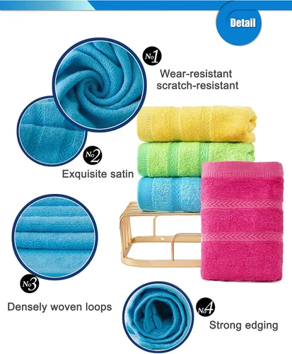 Vista 4 de MEMRUI Toallas Multicolor para Puntas de los Dedos para Baño - Toallas Faciales para Niños, 10 x 18 Pulgadas, 8 Piezas en 4