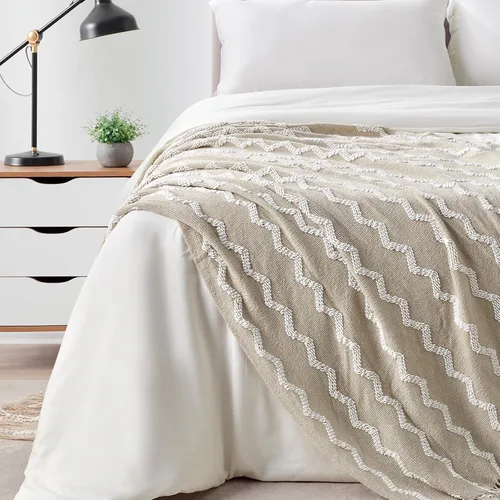 Vista 3 de Bourina - Manta de chenilla de punto, ligera, suave, acogedora, para cama, sofá, silla