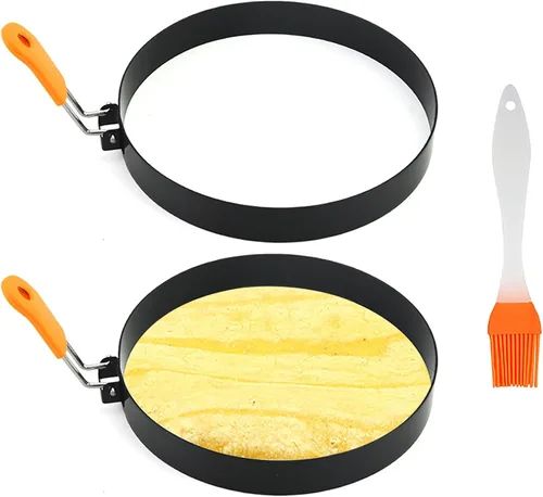 Vista 8 de Anillo de tortilla de acero inoxidable – 2 anillos de cocina antiadherentes de 8 pies para panqueques, tortillas, sándwich (tamaño grande)