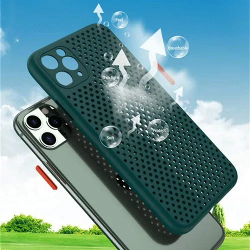 Vista 3 de Funda de disipación de calor para teléfono, nueva funda celular permeable con agujeros para disipación de calor, protección completa de lente