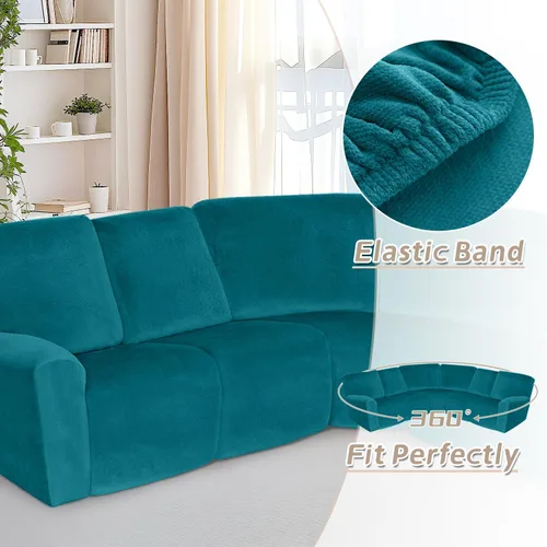 Vista 542 de Arfntevss Fundas de sofá seccional reclinable de terciopelo, Funda de sofá seccional de esquina para sofá reclinable, Funda elástica suave