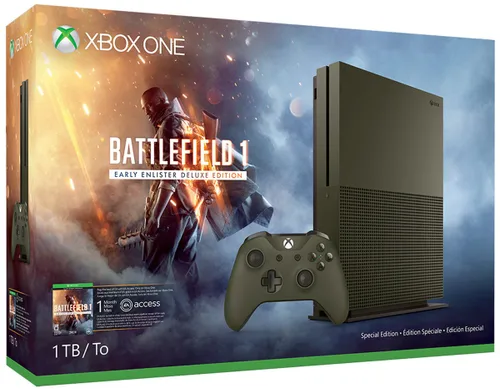 Vista 2 de Xbox One S 1TB Console, Military Green (Renewed)