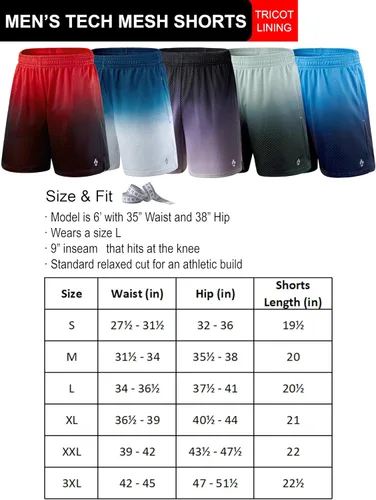 Vista 7 de Liberty Pro Paquete de 5 pantalones cortos deportivos para hombre, pantalones cortos de baloncesto de malla de 9 pulgadas para hombre, pantalones