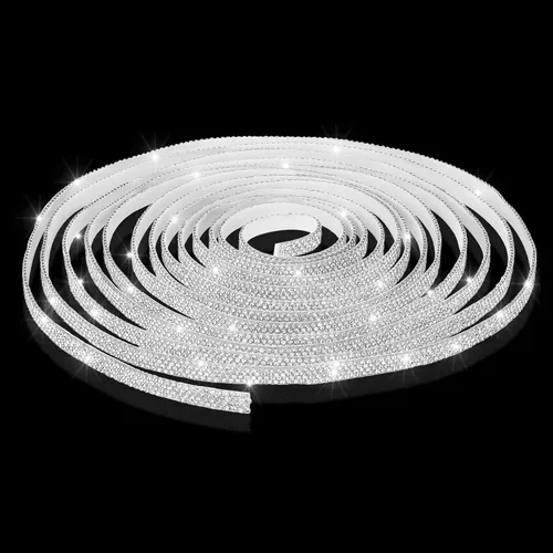 Vista 11 de Kingdder Moldura Brillante para Auto de 16.4 Pies Autoadhesiva con Cristales de Strass Brillantes Accesorios de Interior y Exterior de Auto