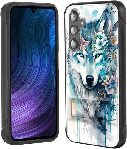 Vista 56 de Funda para Galaxy S24 Plus con soporte, doble capa híbrida de policarbonato duro y silicona suave, resistente a prueba de golpes, funda protectora