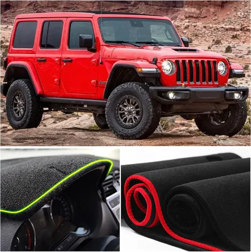 Vista 4 de Cubierta de tapete para salpicadero, consola central interior personalizada compatible con Jeep Wrangler SUV 2018, 2019, 2020, 2021, 2022, Jeep