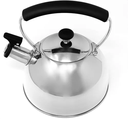 Vista 4 de Norpro Hervidor de té silbante de acero inoxidable 8.5" x 7.875" x 7.875