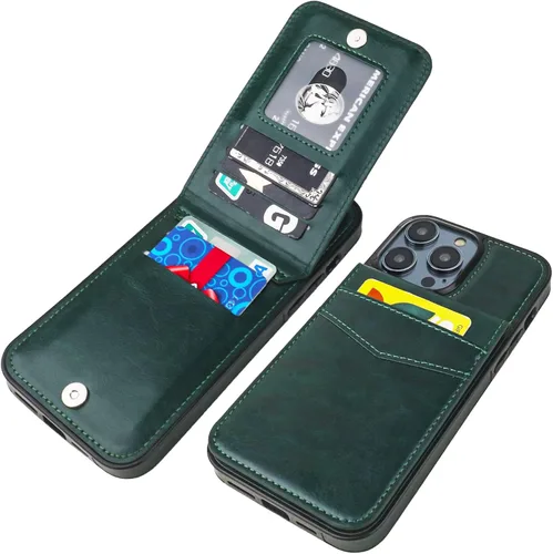 Vista 18 de KIHUWEY Compatible con iPhone 14 Pro Max Funda Cartera Plegable con Soporte para Tarjeta de Crédito, Cierre Magnético de Cuero Premium, Función