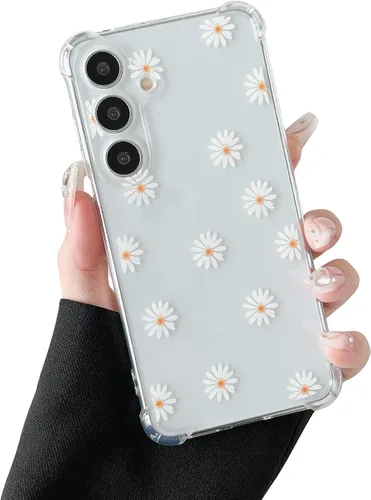 Vista 19 de ZTOFERA Funda transparente para Samsung Galaxy S24 con bonito patrón de flores para mujeres y niñas, funda protectora a prueba de golpes, delgada