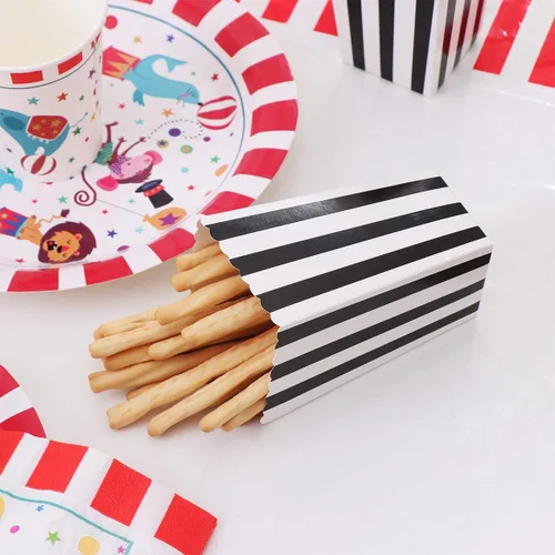 Vista 9 de TOYMYTOY Cajas de palomitas de maíz, recipientes de cartón para palomitas de maíz para recuerdos de fiesta, 24 piezas (negro)