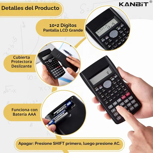 Vista 2 de Calculadora científica, paquete de 2, pantalla transparente de 2 líneas, 240 funciones, calculadora básica AAA funciona con pilas para fracción