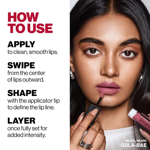 Vista 3 de Smashbox Always On Lápiz Labial Líquido Mate de Larga Duración, De Larga Duración, Resistente al Agua + No Reseca