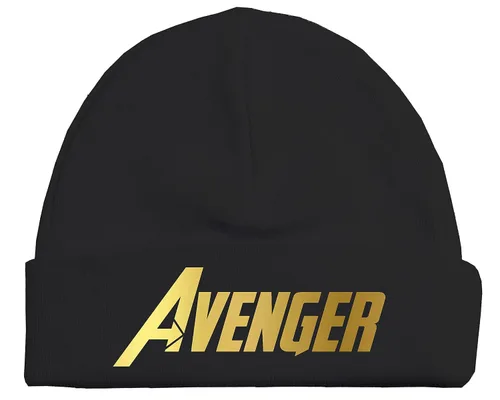 Vista 5 de Superhero Baby Onesie and Hat - Future Avenger - Avenger (3-6 Month - Black Fabric - Gold Design)