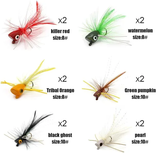 Vista 4 de Popper-Flies-para-Mosca-Pesca-Topwater-Bass-Panfish-Bluegill Poppers Moscas Bugs Señuelos