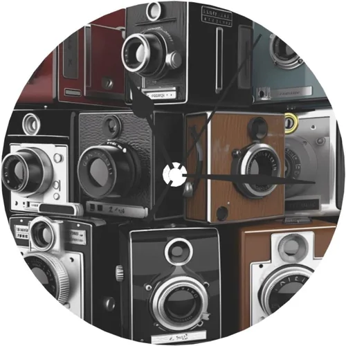 Vista 7 de Reloj de pared retro Cool Camera Collection de 10 pulgadas, silencioso, sin tictac, funciona con pilas, reloj analógico, relojes redondos clásicos