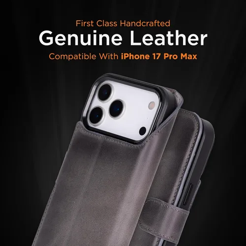 Vista 92 de Bayelon Funda tipo cartera para iPhone 15 Pro, cartera de cuero de grano completo, funda magnética desmontable, tarjetero, funda tipo cartera