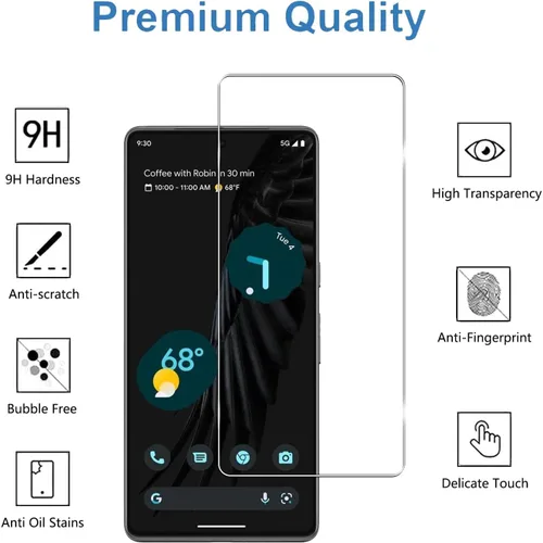 Vista 2 de Protector de pantalla de vidrio templado para Google Pixel 7 5G, transparente HD, dureza 9H, antiarañazos, compatible con Google Pixel 7 5G