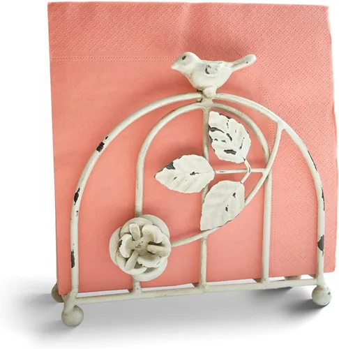 Vista 7 de Servilletero clásico vintage de bronce con pájaro y rosa/dispensador de pañuelos independiente de mesa