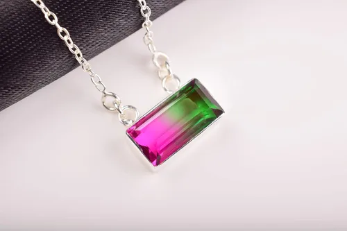 Vista 5 de Colgante de cuarzo de turmalina sandía de diseñador en colgantes artesanales, joyería, collar de diseñador, colgante hecho a mano, regalo para ella