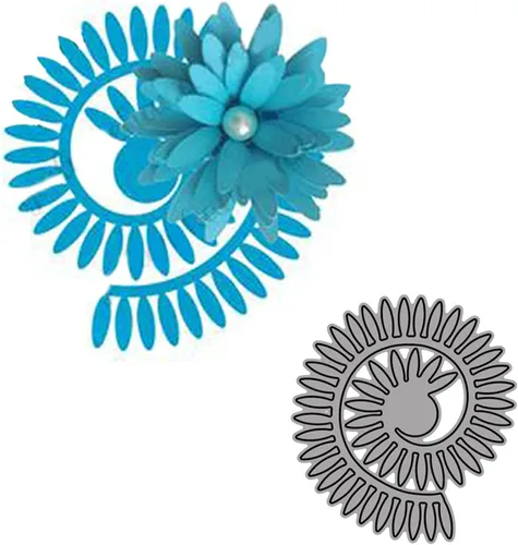 Vista 8 de Troqueles de metal de flores en espiral 3D, guirnalda de flores de margarita, plantillas cortadas para manualidades, álbumes de recortes, fotos