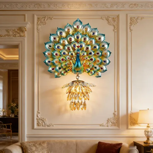 Vista 15 de Apliques de decoración de pared con cabeza de león, apliques de cristal barroco retro, lámparas de pared de lujo doradas para sala de estar