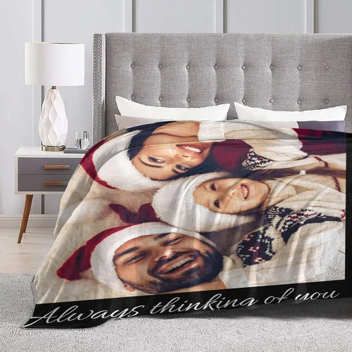 Vista 7 de Manta personalizada con fotos, texto, manta personalizada de franela para regalos de cumpleaños de adultos y niños, bodas, Navidad, Halloween, Día