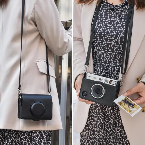 Vista 6 de MUZIRI KINOKOO Funda Mini EVO, Cuero PU con Textura de Lichi, Funda Protectora para Cámara Instantánea Instax Mini EVO con Orificio de Carga Preciso