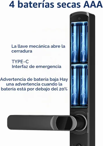Vista 5 de HIFAM Cerradura inteligente de huellas dactilares con la aplicación TUYA Electronic lock, code passcode, biometric handle, IC card key, smart home