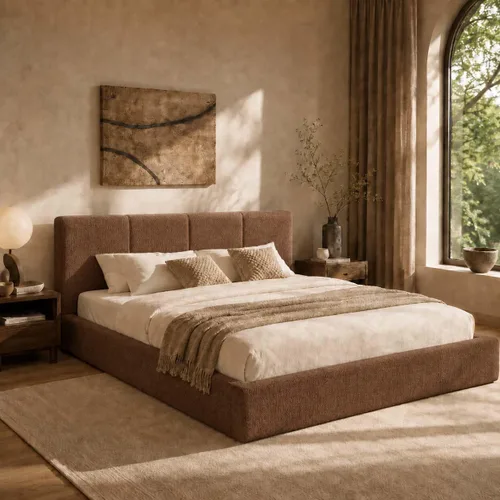 Vista 10 de Anwick Marco de cama King Cloud con cabecero, plataforma tapizada Blanco crema