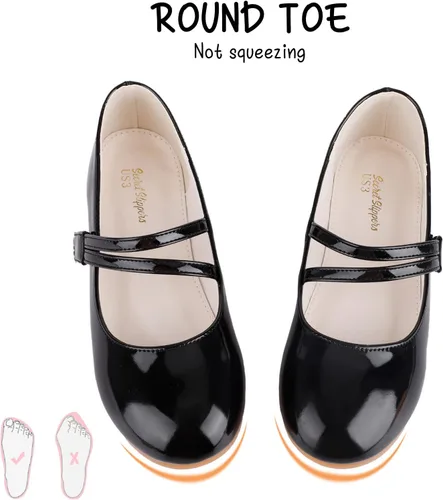 Vista 4 de MEJORMEN Zapatos de vestir de bailarina Mary Jane para niñas, zapatos de ballet de princesa para niñas, zapatos de niña de las flores para boda