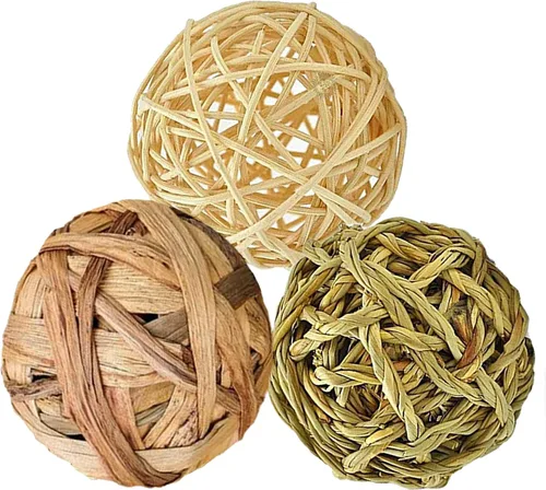 Vista 11 de SunGrow Timothy - Bolas para conejos, juguetes masticables para cuidado bucal y digestión, golosinas de heno de alta fibra para conejitos
