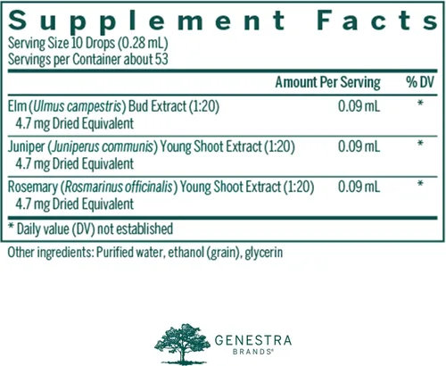 Vista 2 de Genestra Brands Acn-gen Suplemento de hierbas de olmo, enebro y romero, 0.5 onzas líquidas