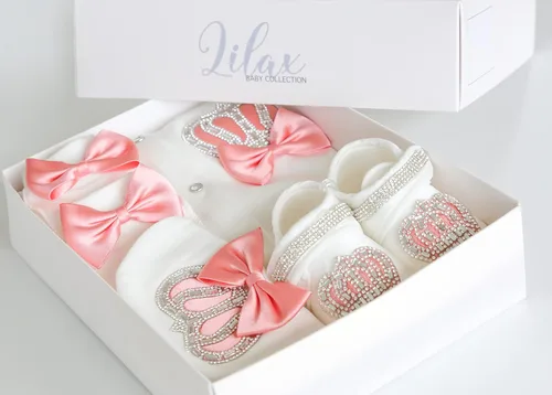 Vista 26 de Lilax Juego de regalo de 4 piezas para bebé niña recién nacida